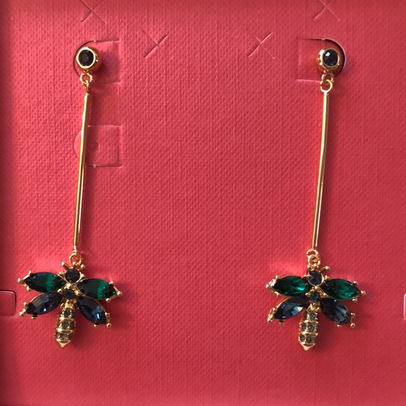 Ted Baker London Corolen Gold Tone Crystal Dragonfly Drop Earrings NIB - Picture 5 of 16